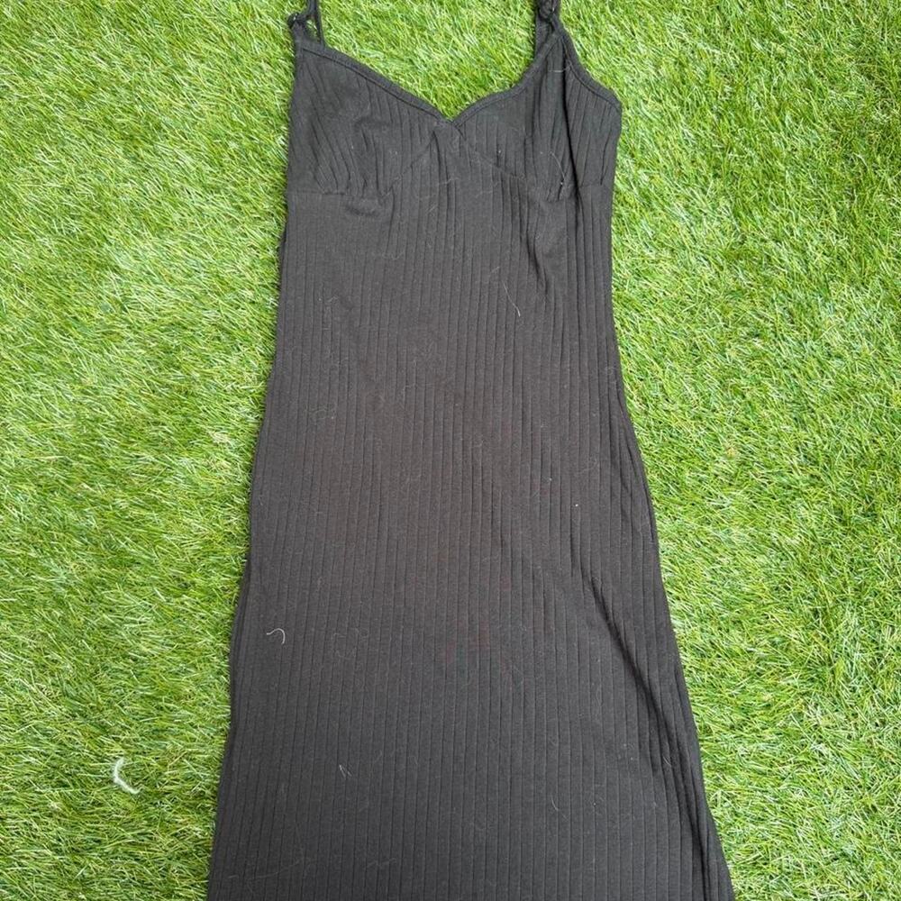 Shein black ribbed mini dress